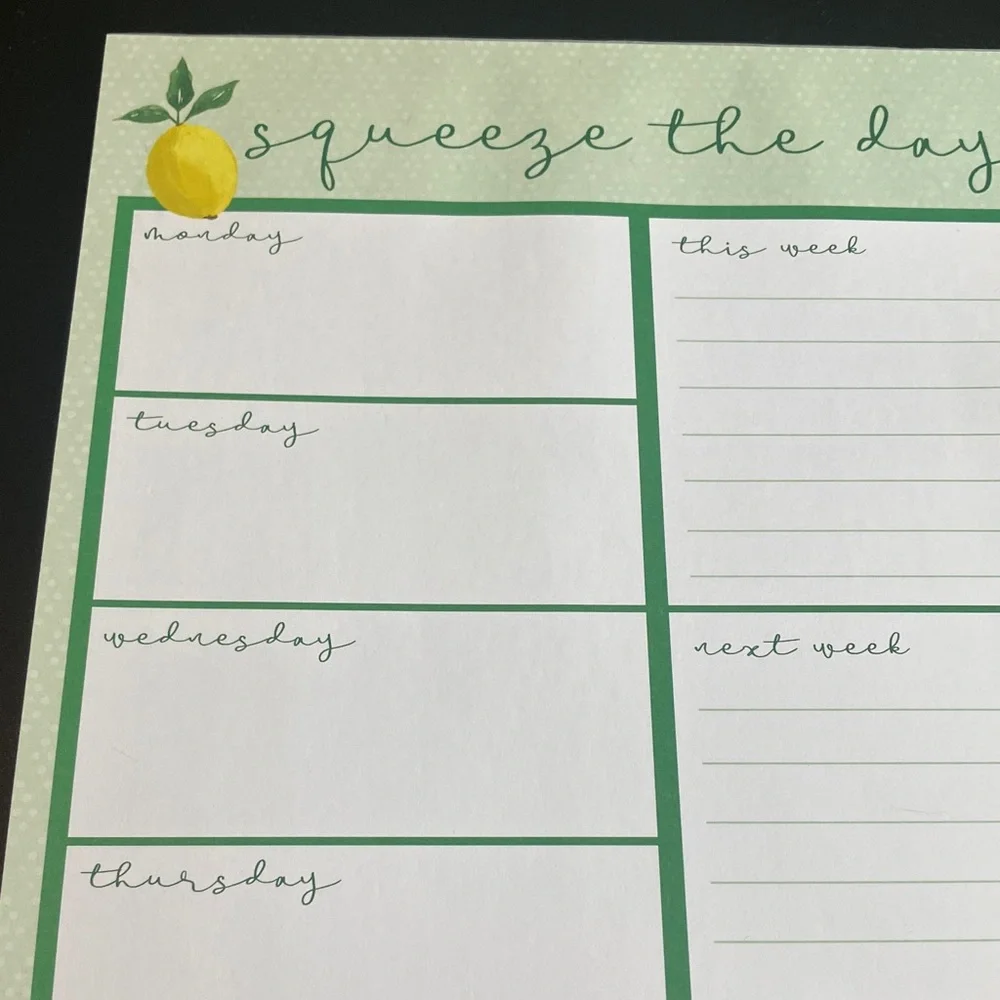 Lemon-Themed Checklist Notepad and weekly planner pad